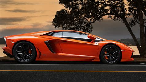 Lamborghini Aventador LP700-4 orange supercar at sunset - High ...