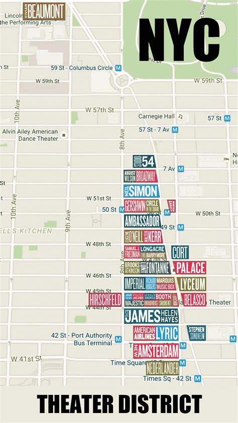NYC Theater District: Map & List Of Broadway Theatres
