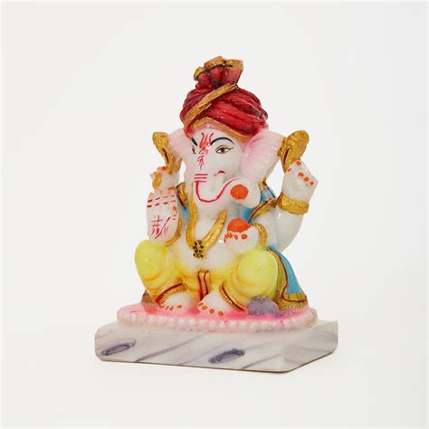 Pagadi Lord Ganesha | Ganpati | Vinayak Idol In Marble Dust – DecorTwist