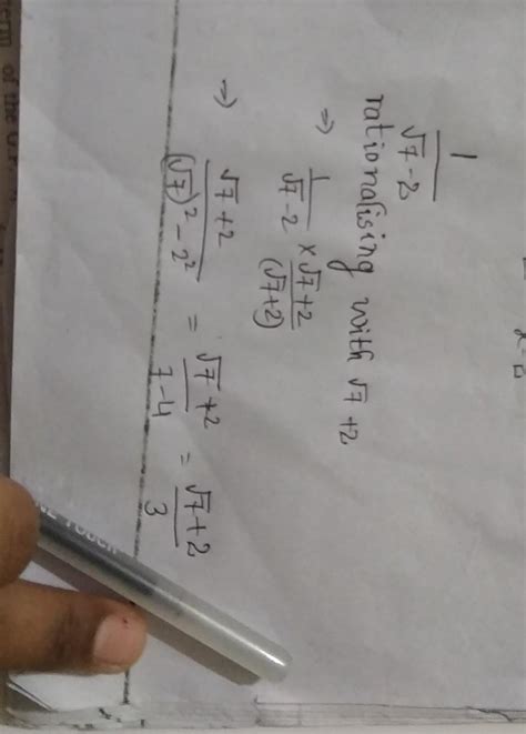the number obtained on rationalising the denominator of 1 by square ...