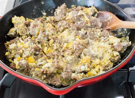 Ground Beef and Eggs Breakfast Scramble - Pilar's Chilean Food & Garden