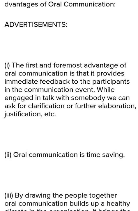 what is the advantages and limitations of oral communication?Explain ...
