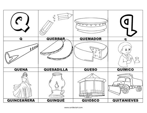 Dibujos para colorear: Palabras con Q