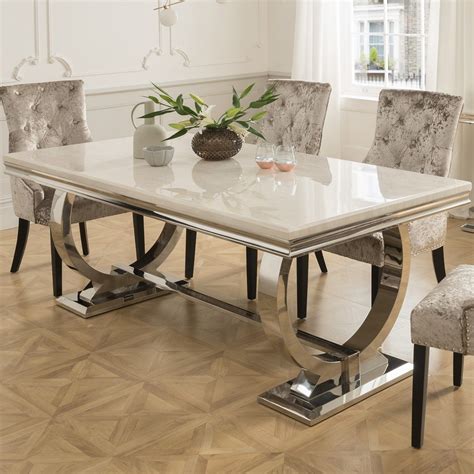 Vida Living Arianna Cream Marble Dining Table 180cm