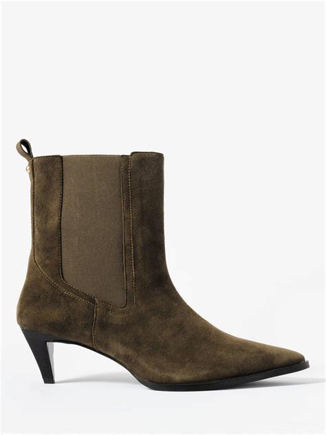 Mint Velvet Suede Kitten Heel Ankle Boots, Green/Multi