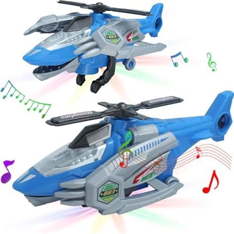 Toys Treasure Deformation Dinosaur Helicopter with Light & Music & Bump ...