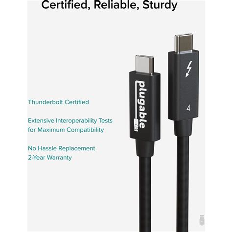 Buy Plugable Thunderbolt 4 Cable [Thunderbolt Certified] 3.2ft USB4 ...