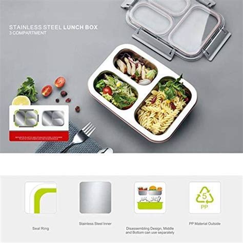 PRAKASH SALES 1.2L Leak Proof Stainless Steel Tiffin Lunch Box with 3 ...