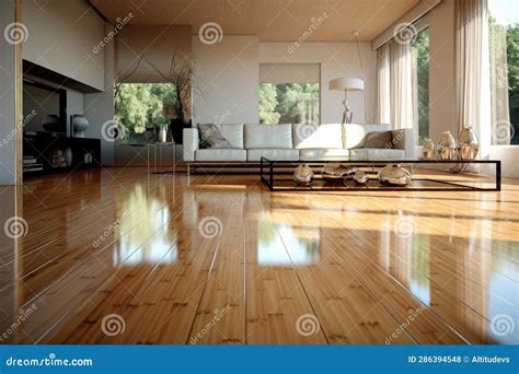 Clean Bamboo Floor with a Shine and Reflection Stock Photo - Image of ...