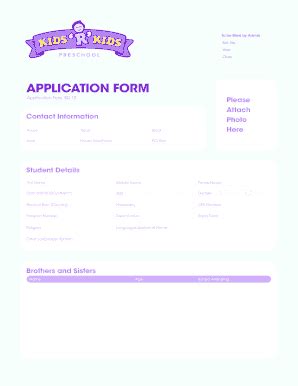 Fillable Online APPLICATION FORM - Kids R Kids Preschool Bahrain Fax ...