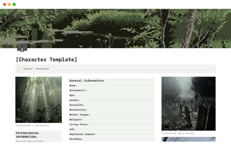 notion template ideas rory gilmore | Character profile template ...