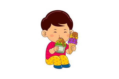 Boy Kids Eating Ice Cream Graphic by medzcreative · Creative Fabrica