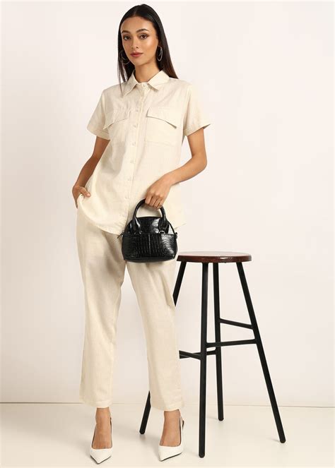 BLOCKS OF INDIA Co ords Set in Pure Cotton Colour Natural Solid ...