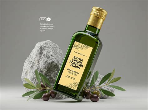 High Quality Olive Oil Bottle Mockup | Free PSD Templates