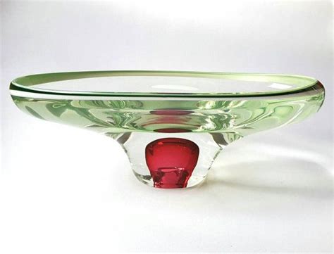 RARE Czech Josef Hospodka Chribska Glass Bowl Clear Green | Etsy ...