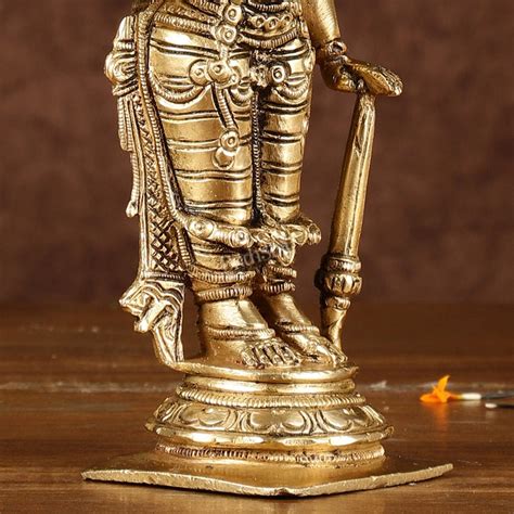 Buy Brass Superfine Standing Lord Vishnu Statue 6.5" - Budhshiv.com
