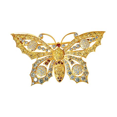 Buy Surat Diamonds 18KT Yellow Gold and Solitaire Brooches for Women at ...