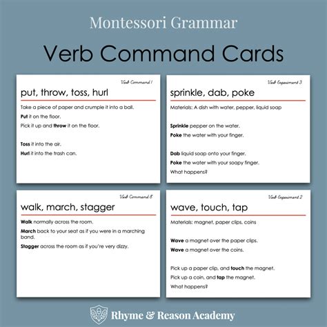 Verb Command Cards - Rhyme and Reason Academy