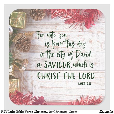 KJV Luke Bible Verse Christmas Square Sticker | Zazzle | Scripture ...