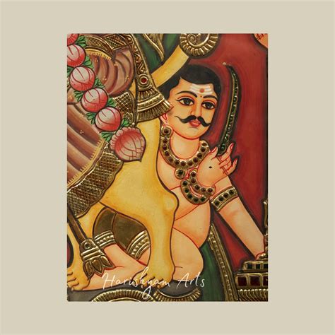 35" Framed Durga Tanjore Painting featuring Intricate Artwork for Mand