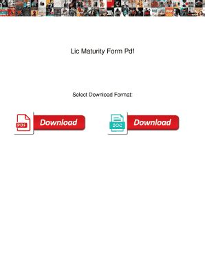 Lic Maturity Form Pdf - Fill Online, Printable, Fillable, Blank | pdfFiller