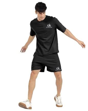 VR FASHION Men's Lycra Cotton Casual Round Neck Solid Co-ord Set ...