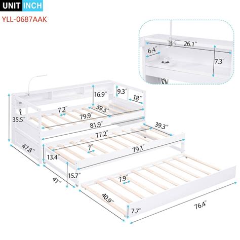 Yiekholo White Twin Extra Long Wood Daybed with Storage YLL-0687AAK at ...