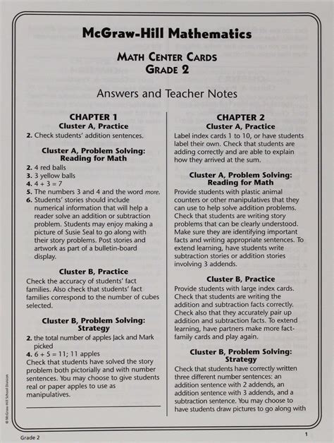 McGraw-Hill Mathematics Math Center Cards and similar items