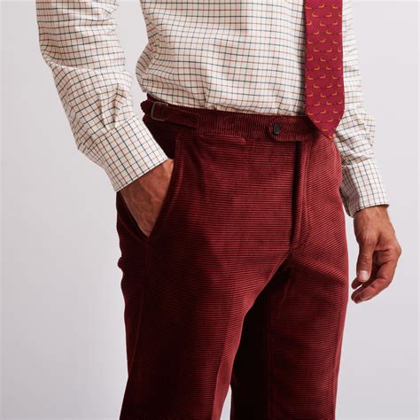 Burgundy Horizontal Corduroy Trousers | Men's Country Clothing | Cordings