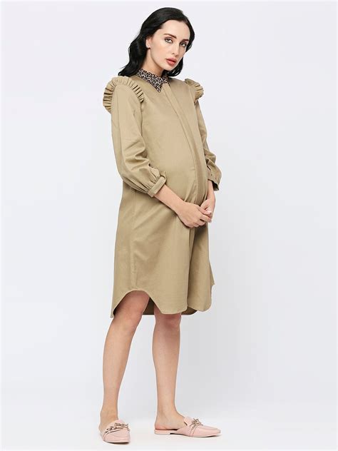 Enchanting Charm: A Brown Sequin Evil Eye Maternity Nursing Cotton Shi ...