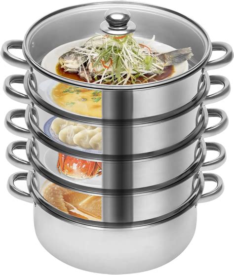 5-Layer Stainless Steel Steamer, 26CM Commercial Food-Grade Steamer ...
