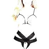 Buy Psychovest Women's Sexy Lace Sideways Stripped Back Bra and Panty ...