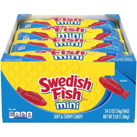 Swedish Fish 24-Pack Mini Soft and Chewy Fruit-Flavored Candy, 2 oz ...