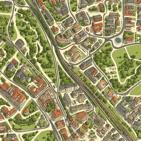 A detailed city map with streets landmarks and public transport routes1 | Premium AI-generated image