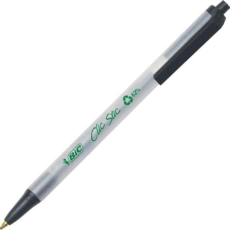 BIC Ecolutions Clic Stic Retractable Ballpoint Pen, Black Ink, 1mm ...