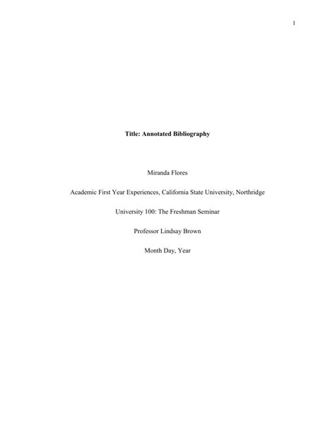 Image result for Annotated Bibliography Outline Example