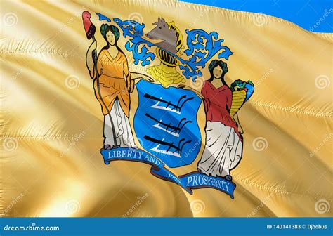 New Jersey Flag. 3D Waving USA State Flag Design. the National US ...