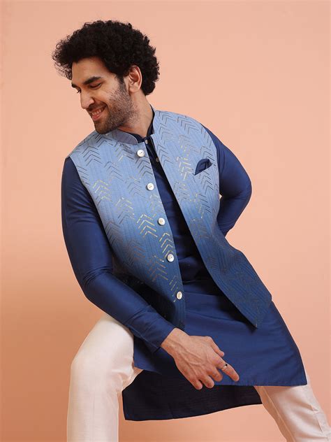 Men Ombre Embellished Sequinned Nehru Jacket – Kisah