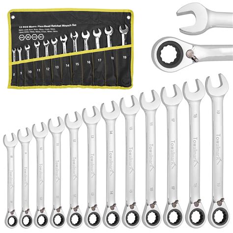 Walmart 12-Piece Metric Ratchet Wrench Set, 8mm-19mm, Reversible, Chrome Vanadium Steel with ...