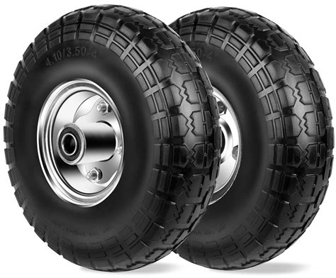 Buy 4.10/3.50-4 Tires and Wheels Flat Free 10 Inch Solid Tires ...
