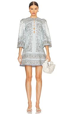 Zimmermann Matchmaker Keyhole Mini Dress in Blue Bandana | REVOLVE