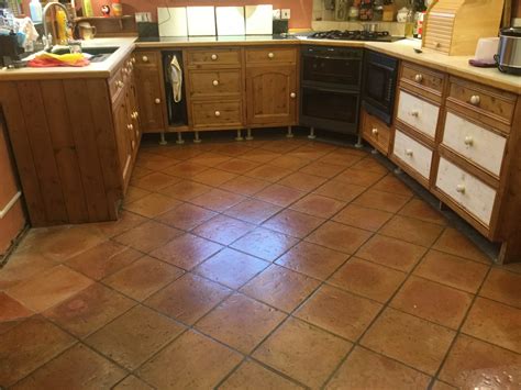 Terracotta Tiled Kitchen Floor Renovated at a Maidford Cottage ...