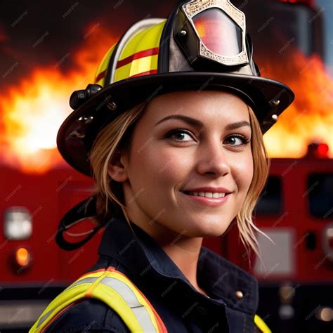 Premium Photo | Woman firefighter smiling