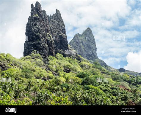 The rugged coastline of Nuku Hiva Island, Marquesas, French Polynesia ...