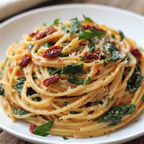 Creamy Spaghetti with Spinach and Sun-Dried Tomatoes