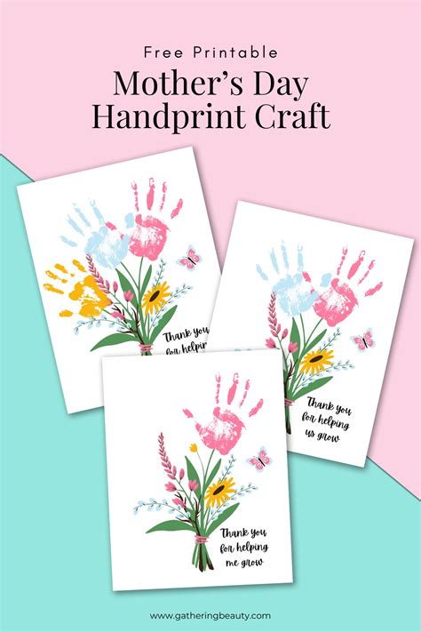 Printable Handprint Page Mother's Day Handprint Art Craft DIY Gift