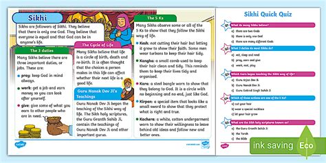 KS1 Sikhi Fact File and Quick Quiz