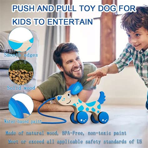 Buy Toddler Pull Toy Solid Wood Toddler Puppy Toy Walk-A-Long Puppy ...