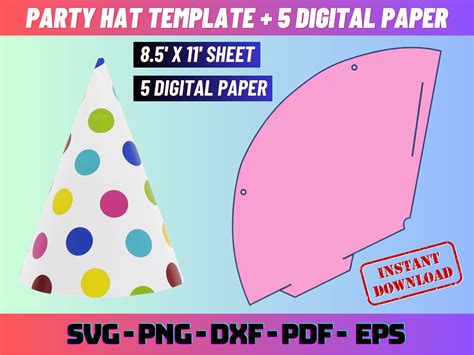 Party Hat Template Party Hat Svg Birthday Hat Template - Etsy