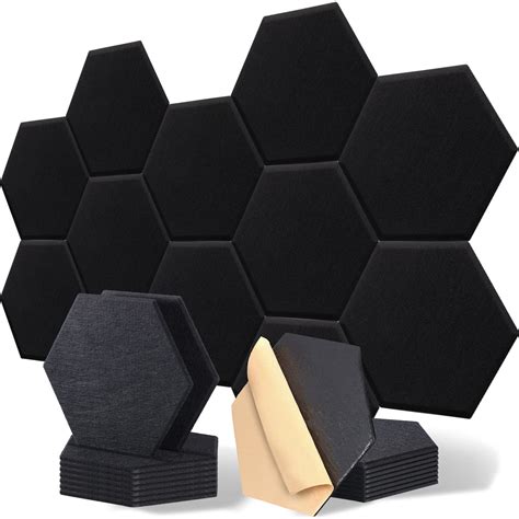 Buy 18 Pieces Acoustic Panels Hexagon Sound Proof Padding 11.8 x 10.2 x ...